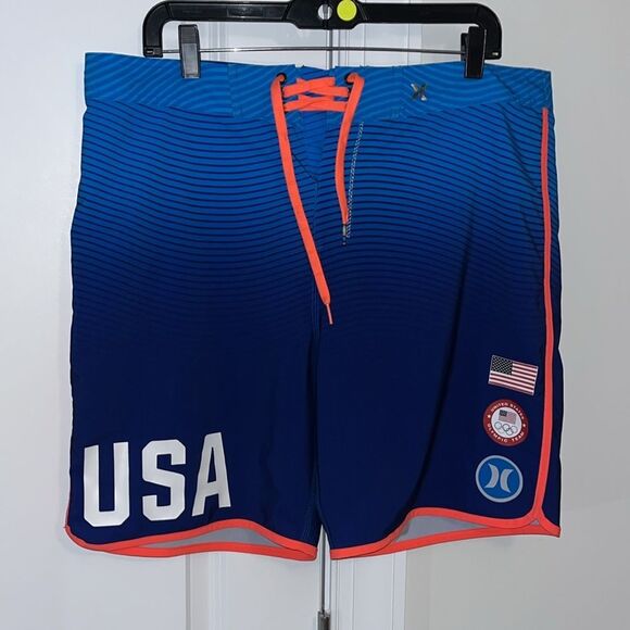 Mens Team Usa Olympic Olympics Hurley Board Swim Surfing Surfboard Surf Shorts - Picture 1 of 6